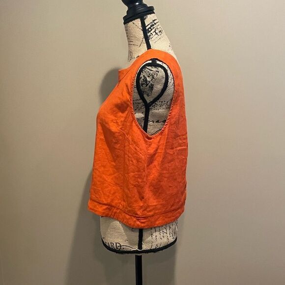NWT Anthropologie Maeve Orange Button Back Crop Top Medium #062 - Picture 3 of 5